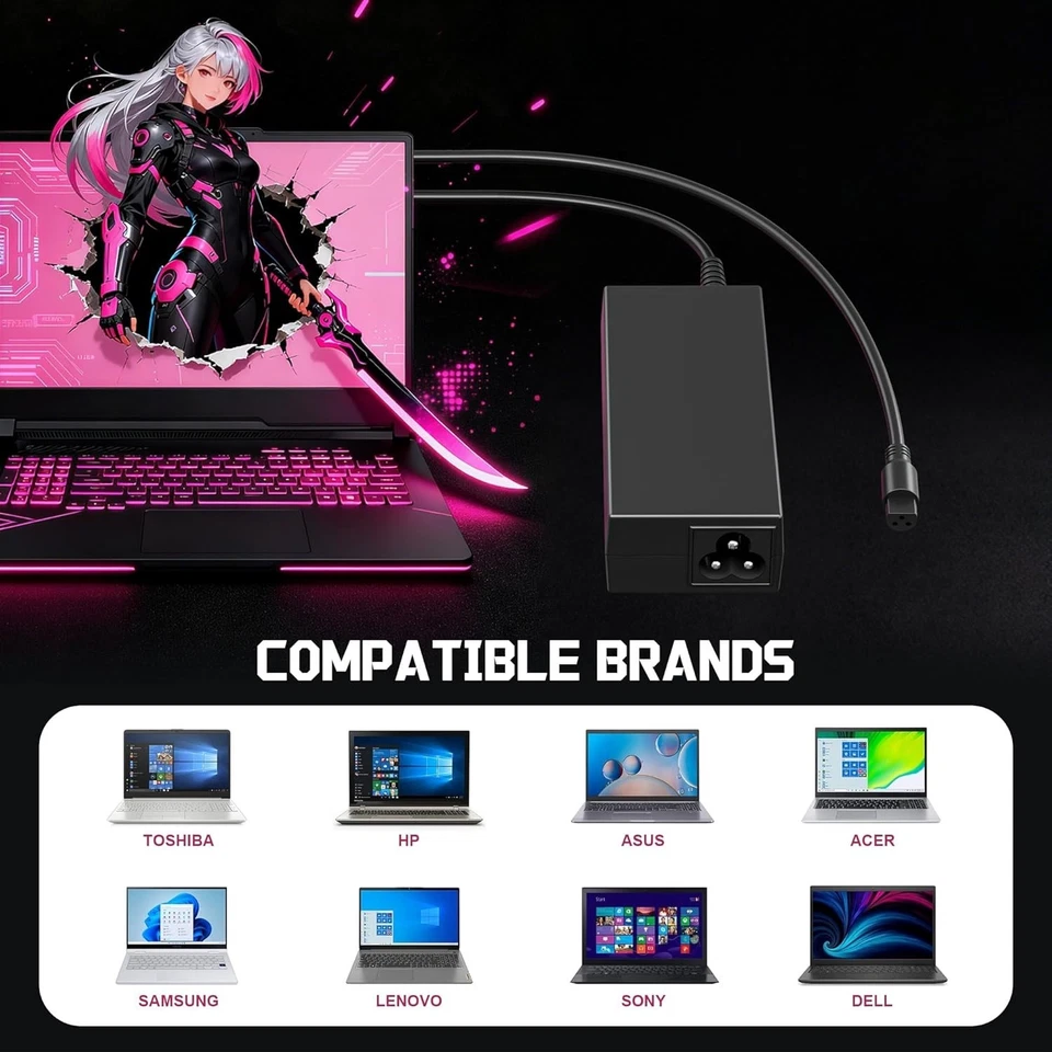 Cargador de fuente de alimentación universal de 90 W 15 puntas para computadora portátil y portátil alimentación de CA/CC Foto 3 de 4