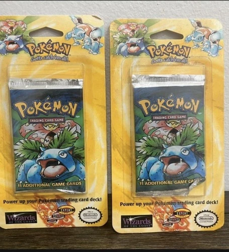 2 1999 Wizards of the Coast Pokemon Base Set Unlimited blister Booster Packs