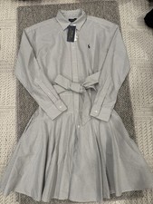 NWT Polo Ralph Lauren Women’s Striped Cotton Oxford Shirt Dress Belted  size 6