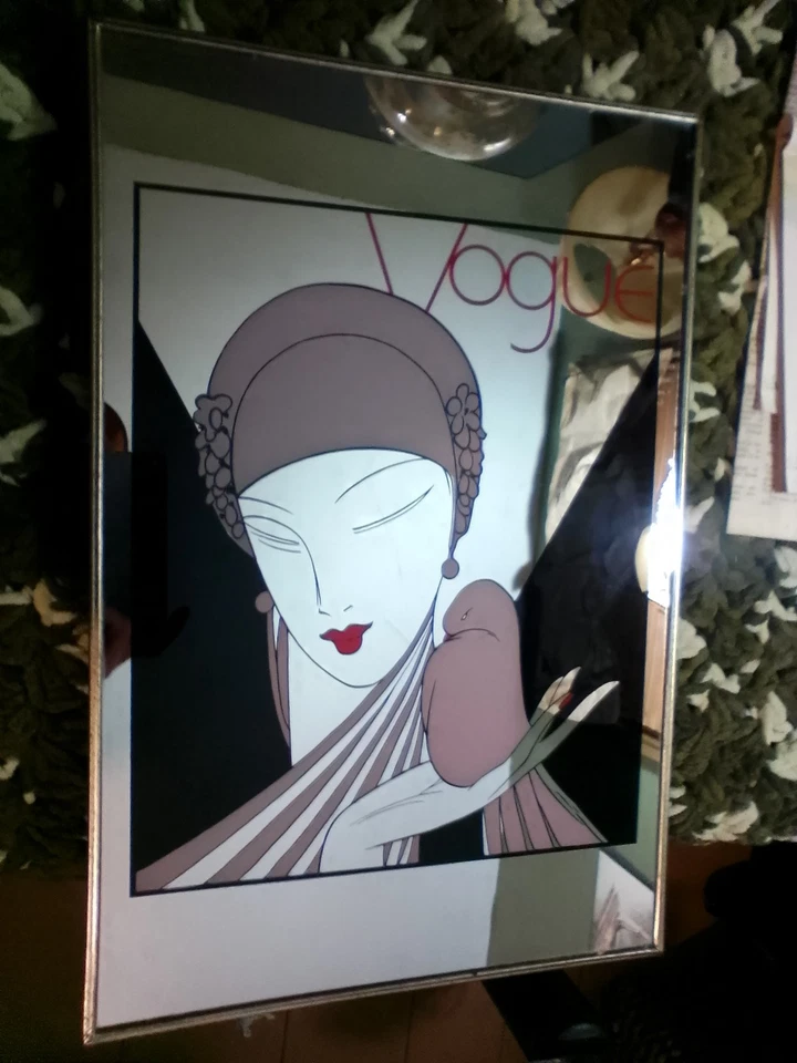 Antiguo Espejo Publicitario Vogue Mag Años 20 Arte de Pared Marcos Originales 18" 12" Foto 4 de 4