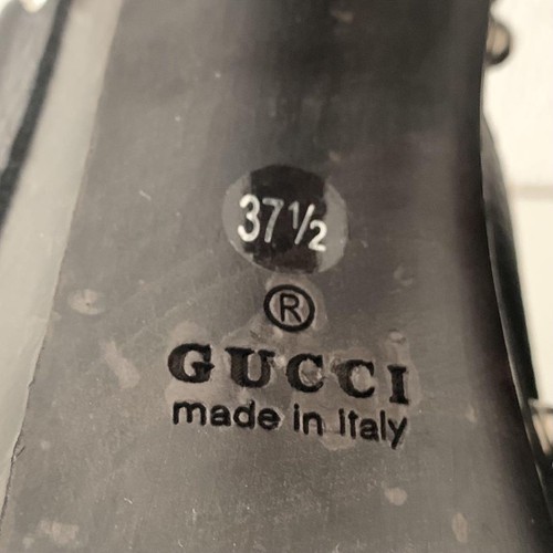 GUCCI Sandals Shoes EU 37.5 US 7.5 Leather Black Authentic - Picture 18 of 24