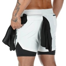 2026 New Men Running Shorts Gym Sports Shorts 2 in 1 Quick Dry Workout Training