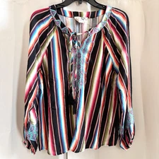 Savanah Jane Western Top Medium Southwest Embroidered Festival Boho Beach 18793