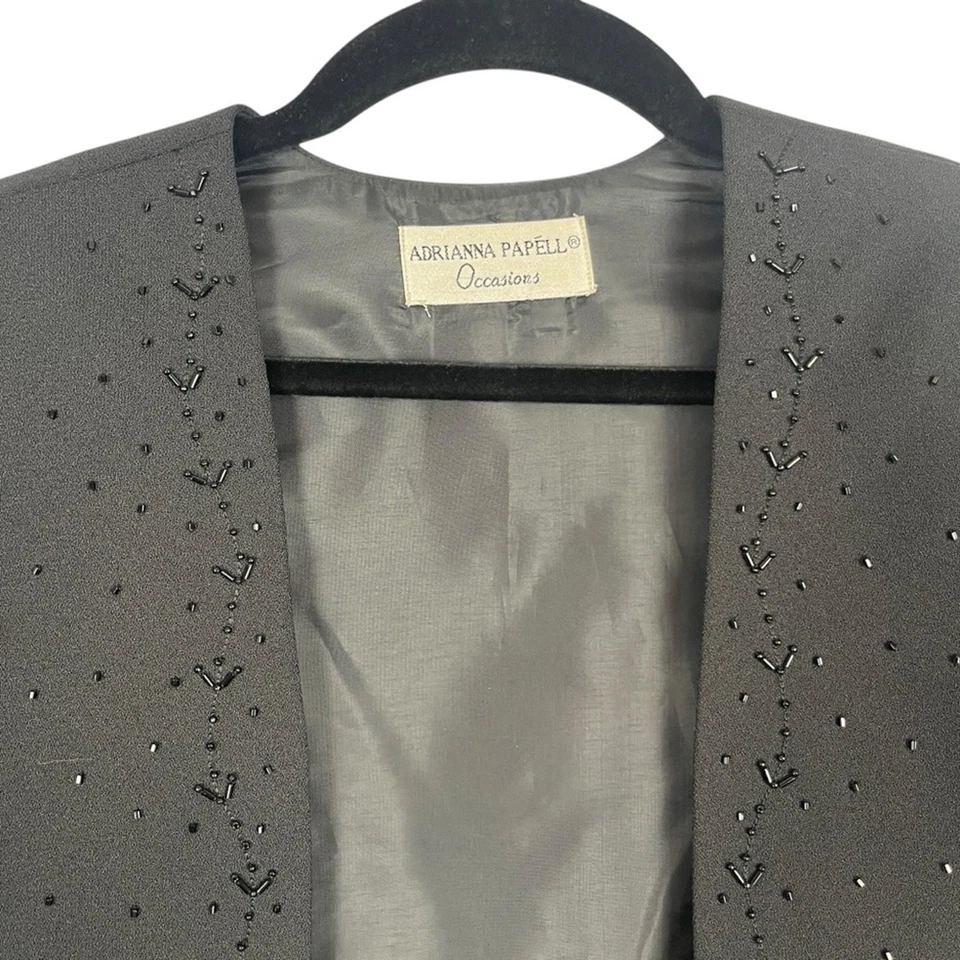 Chaqueta Bolero De Colección Adrianna Papell Ocasiones Negra Con Cuentas Para Mujer’s Est Talla 6 Foto 4 de 4