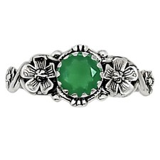 Natural Green Onyx 925 Sterling Silver Ring s.7 Jewelry R-1292