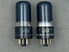 (2) National Union 6V6GT Power Tubes Black Glass Black Plates Test NOS Amplitrex