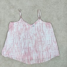 Torrid Pink White Tie Dye Rayon Cami Tank Top V-Neck Plus Size 2 2X Adjustable