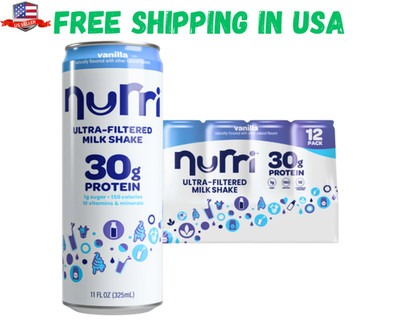 Nurri Vanilla Protein Shake Pack 12 Count 30g Protein, Low Sugar, Ready to Drink