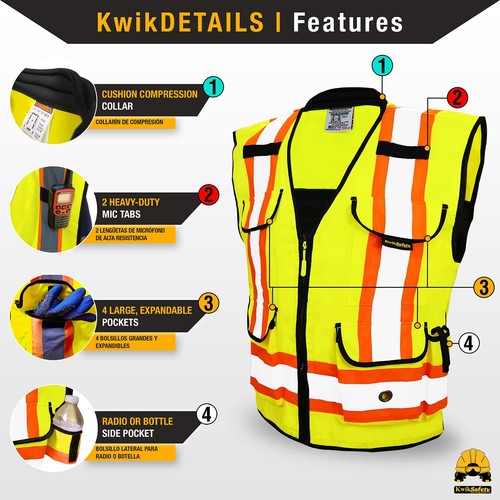 Gilet di sicurezza con colletto imbottito e tasca tablet - attrezzatura compatibile ANSI OSHA - Foto 4 di 7