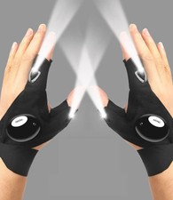 LED Half Finger Gloves Men Women Outdoor Waterproof Night Fishing Cycling Light 
