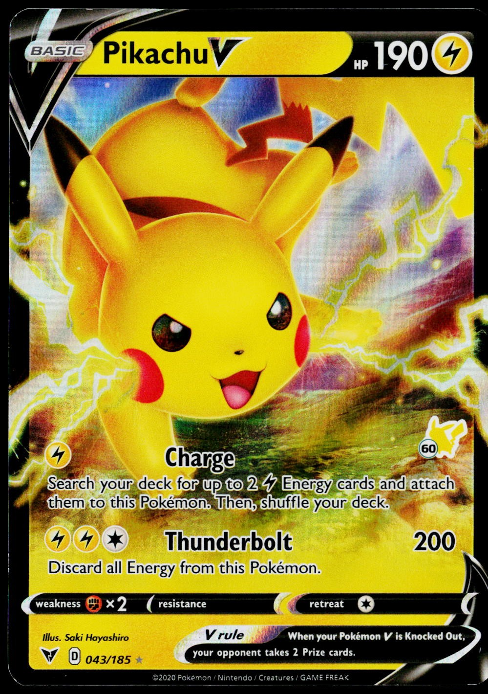 Pikachu V 043/185 SWSH04: Vivid Voltage NM Holofoil