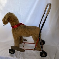 Vintage Toy Lines Bros Mohair Ride On Push-Along Dog – Made in Ireland Poor Boy!