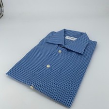 Eton Dress Shirt Mens 16-41 Blue Checkered Classic Slim Fit Collared Button Up