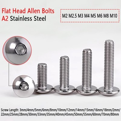 A2 Stainless Steel Hex Socket Flat Head Allen Bolts Screws M2 M2.5 M3 M4 - M10
