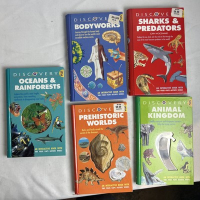 Lot Of (5) Discovery Plus Books   INTERACTIVE/Fold Outs / Tabs/ Wheels / Acetate