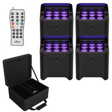 Chauvet Freedom Par H9 IP X4 RGBA Wireless DMX Battery Powered Up Lighting 4 Pk