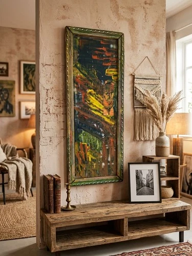 Original Abstract Painting Framed Wall Art Expressionist Artwork Decor
