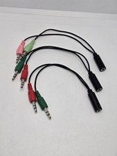 2x 3.5mm Headphone Mic Audio Y Splitter Cable 1 Female to Dual Male Black 7"