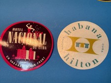 Hotel Nacional De Cuba, Habana Hilton Luggage Labels vintage Havana