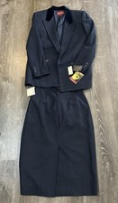 Vintage 80 s Women s Wool Blend Skirt Suit With Tags Rare Blue Size 6/7