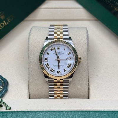 Rolex Datejust 31 NEW 2026 White Roman Dial Two Tone Yellow Gold Fluted Jubilee