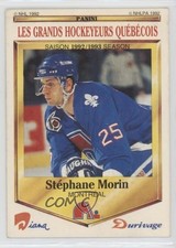 1992 Panini Diana/Durivage Les Grands Hockeyeurs Quebecois Stephane Morin 0d7y