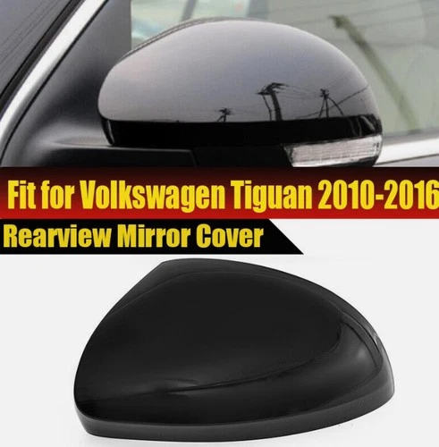 Left Driver Side Rearview Mirror Cover Cap Gloss Black For VW Tiguan 2008-2017