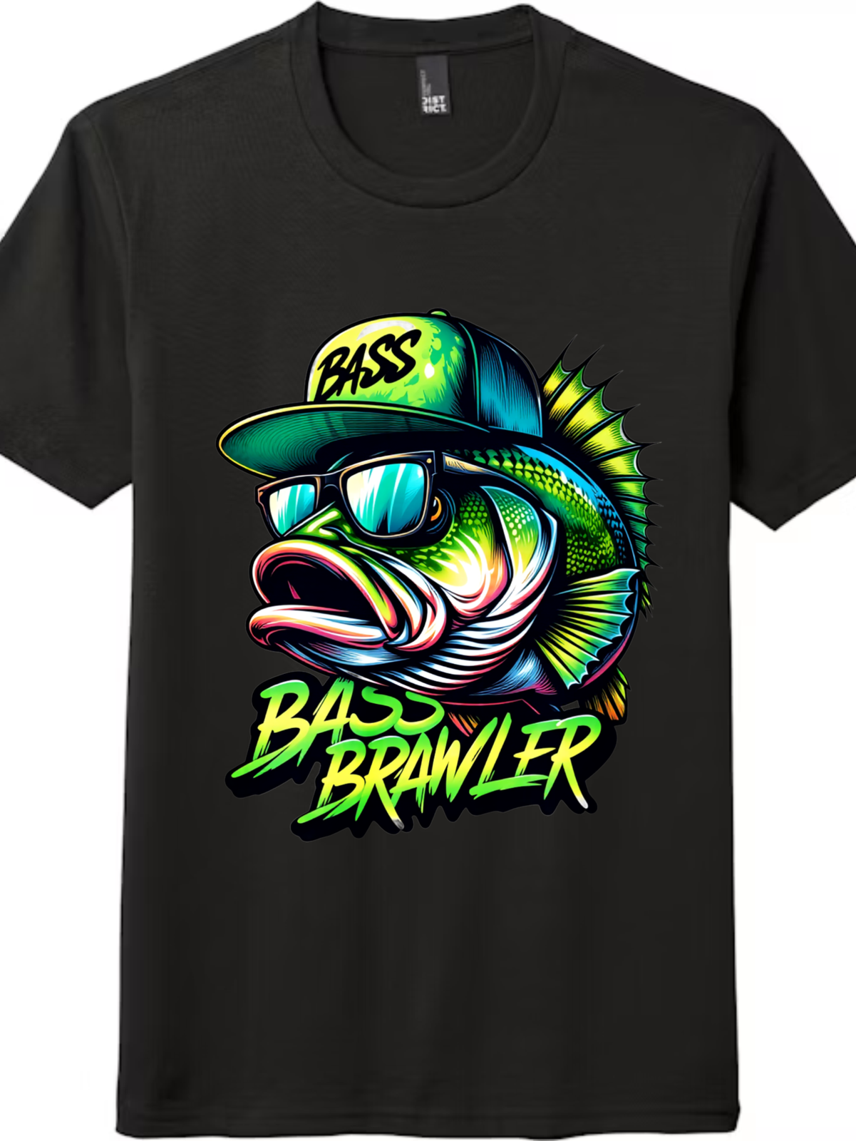 Neon Bass Fish with Sunglasses Graphic Tee - Fisherman Unisex T-Shirt