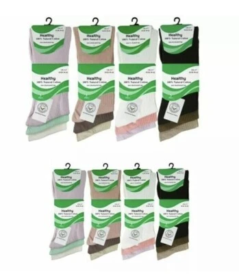 MK-ONESTOPSHOP 3-12 Pairs Women Non-Elastic Diabetic Healthy 100% Natural Cotton Socks UK (4-7)