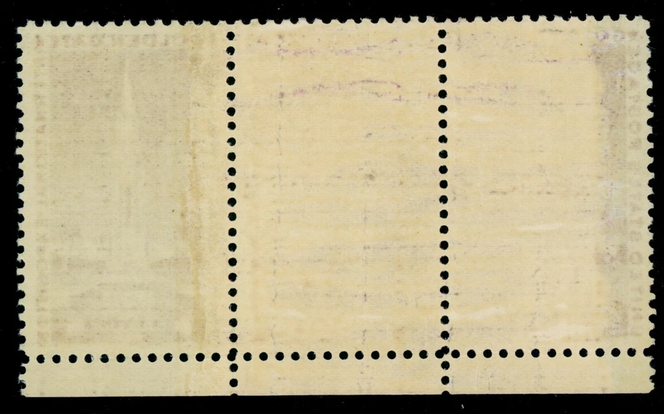 EFO 852 PAPER SPLICE STRIP OF THREE - CENTER STAMP DOUBLE PAPER - SCARCE ON THIS - Image 2 of 2