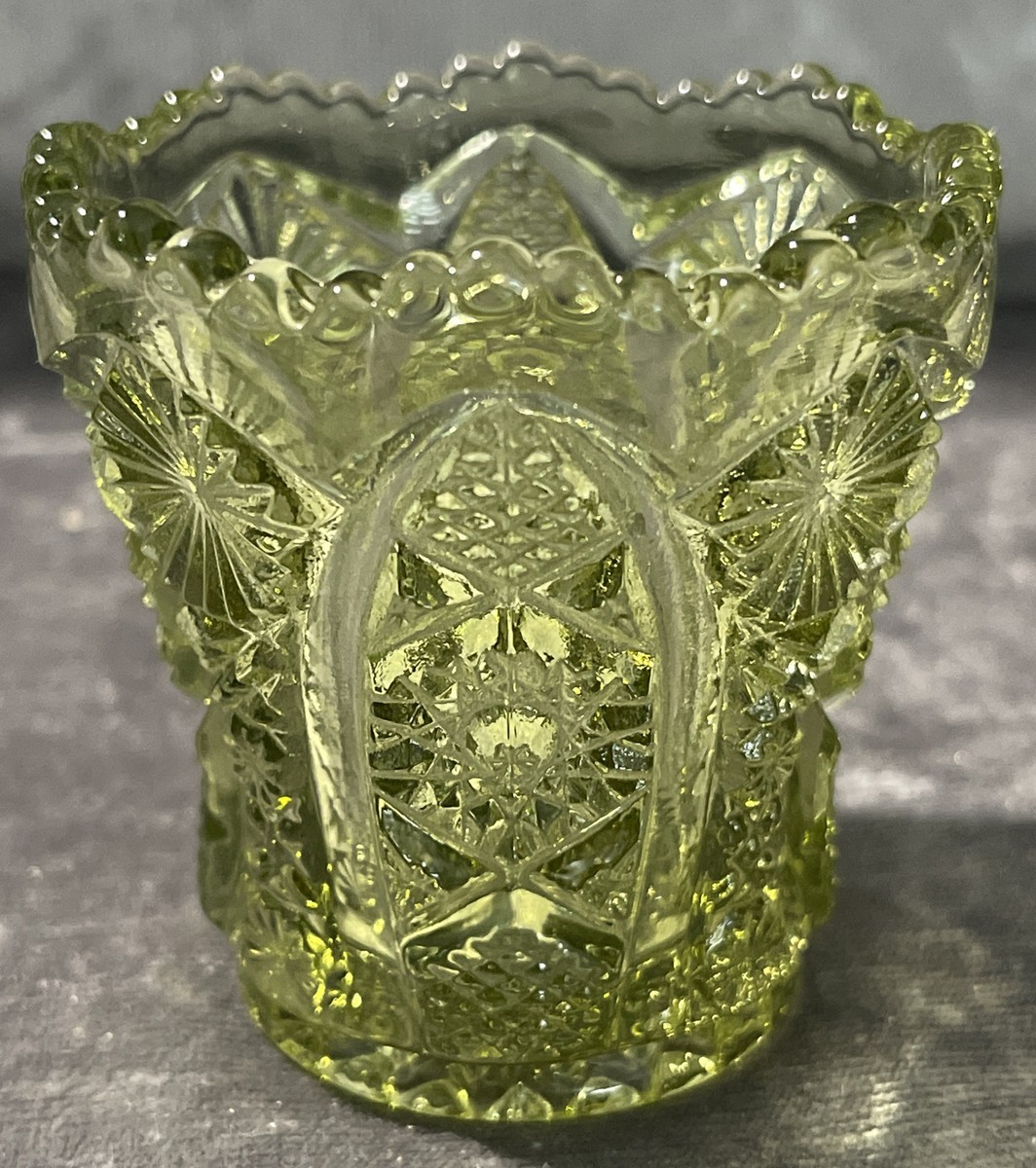 Vintage Imperial Glass Avocado Green Daisy & Button Toothpick