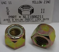 5/8-11 Nylon Insert Lock Nuts NE Series Grade C (8) Steel Zinc Yellow (5)