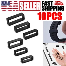 10-Pack Watch Strap Band Hoop Silicone Loop Retainer Buckle Holder Ring Keeper