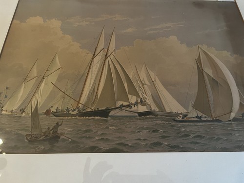 Fred Cozzens American Yachts Art Print Signed 1883 Print: 20x14 Inches