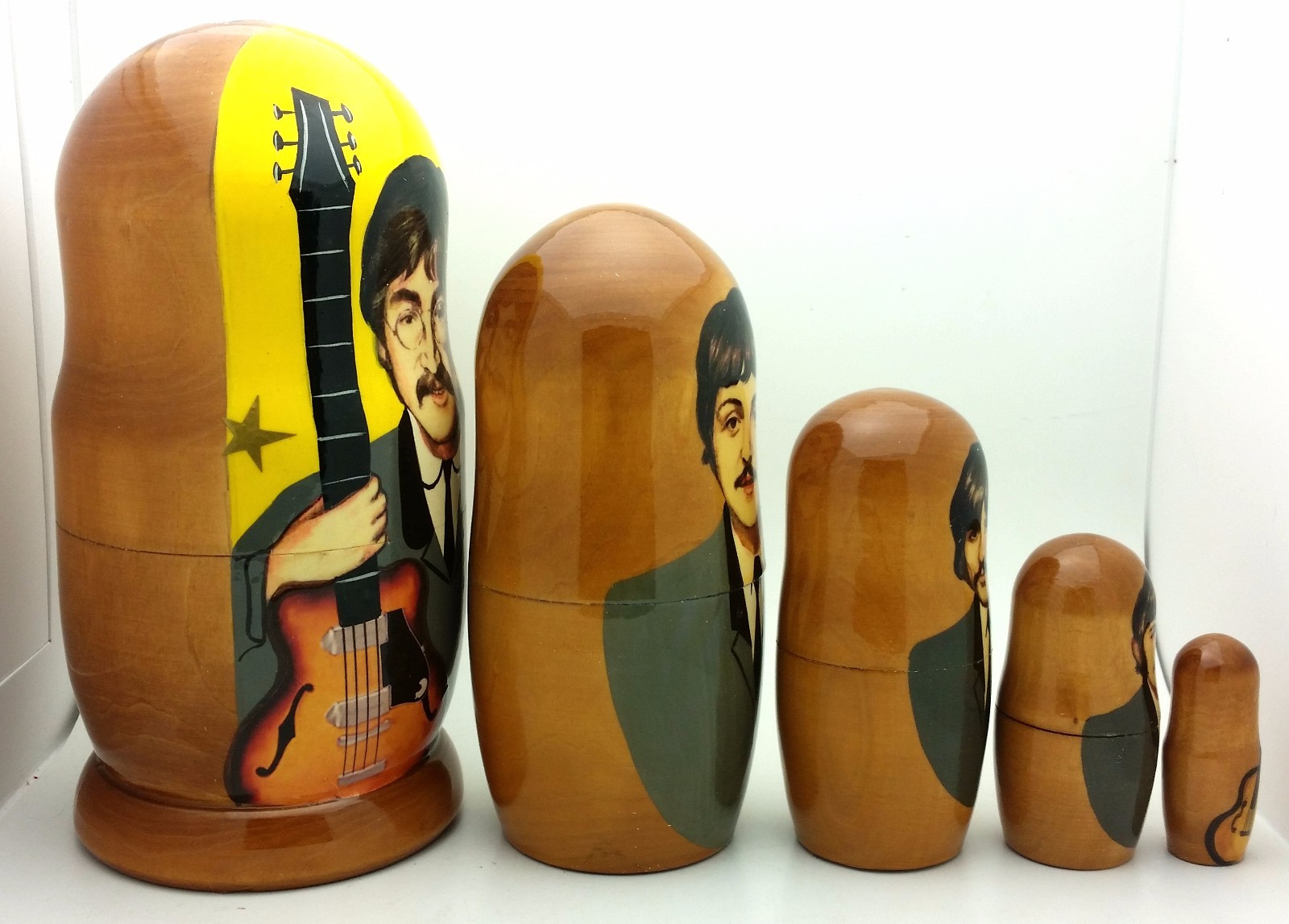 BEATLES Handmade Nesting DOLL Set John Lennon Paul McCartney Harrison
