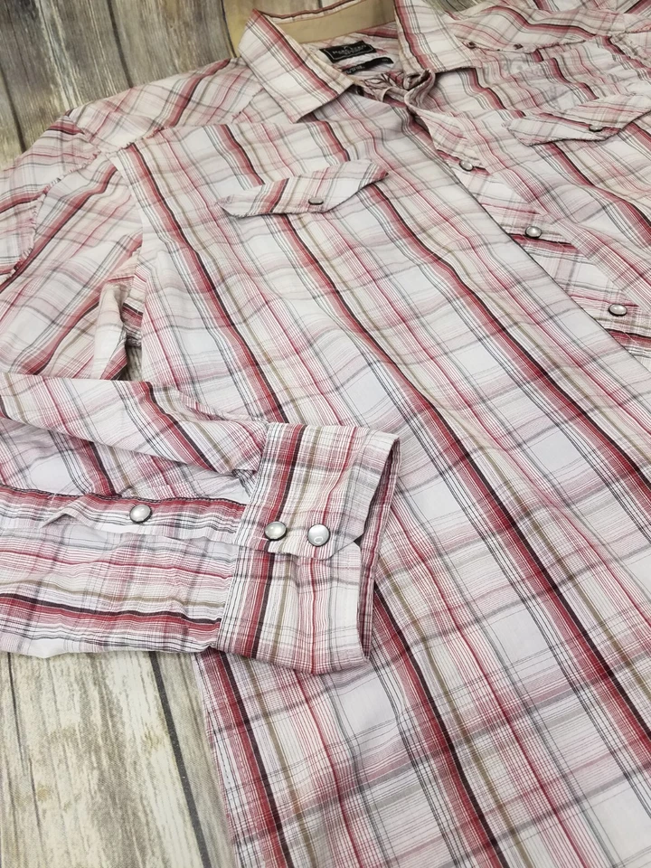 Camisa a Presión Marc Ecko Western Pearl Para Hombre Talla XXL Cuadros Mangas Largas Informal Foto 4 de 4