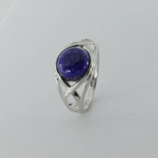 Size 8 - Celtic Round BLUE LAPIS LAZULI Ring - 925 STERLING SILVER RHODIUM 9