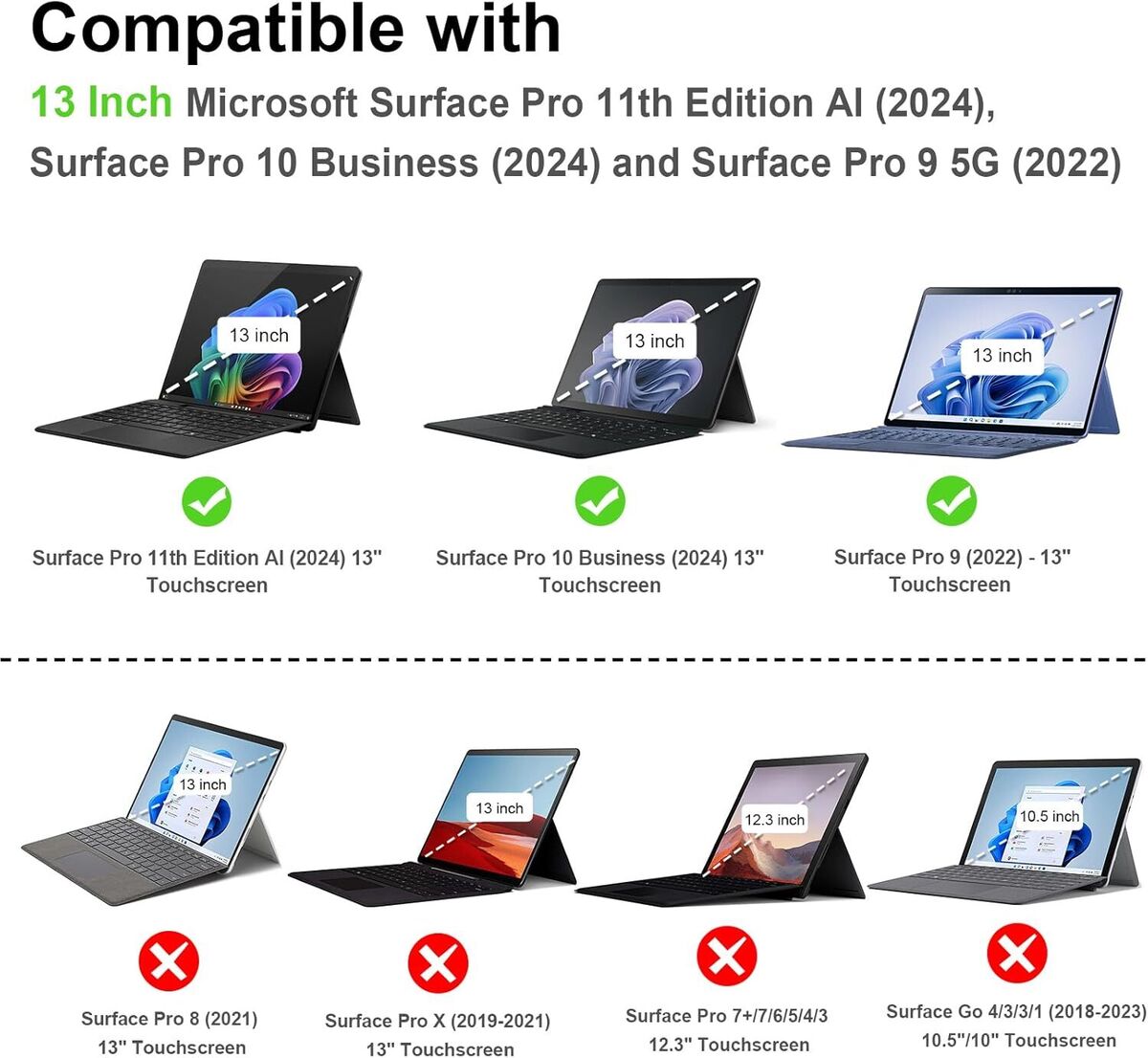 For 13 inch Microsoft Surface Pro 9 Pro 11th/Pro 10/Pro 9 For 13 inch Microsoft Surface Pro 9 Pro 11th/Pro 10/Pro 9