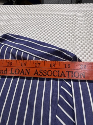 Ralph Lauren Purple Label Blue White Stripe French Cuff Button Dress Shirt 17 - 第 7/9 張圖片
