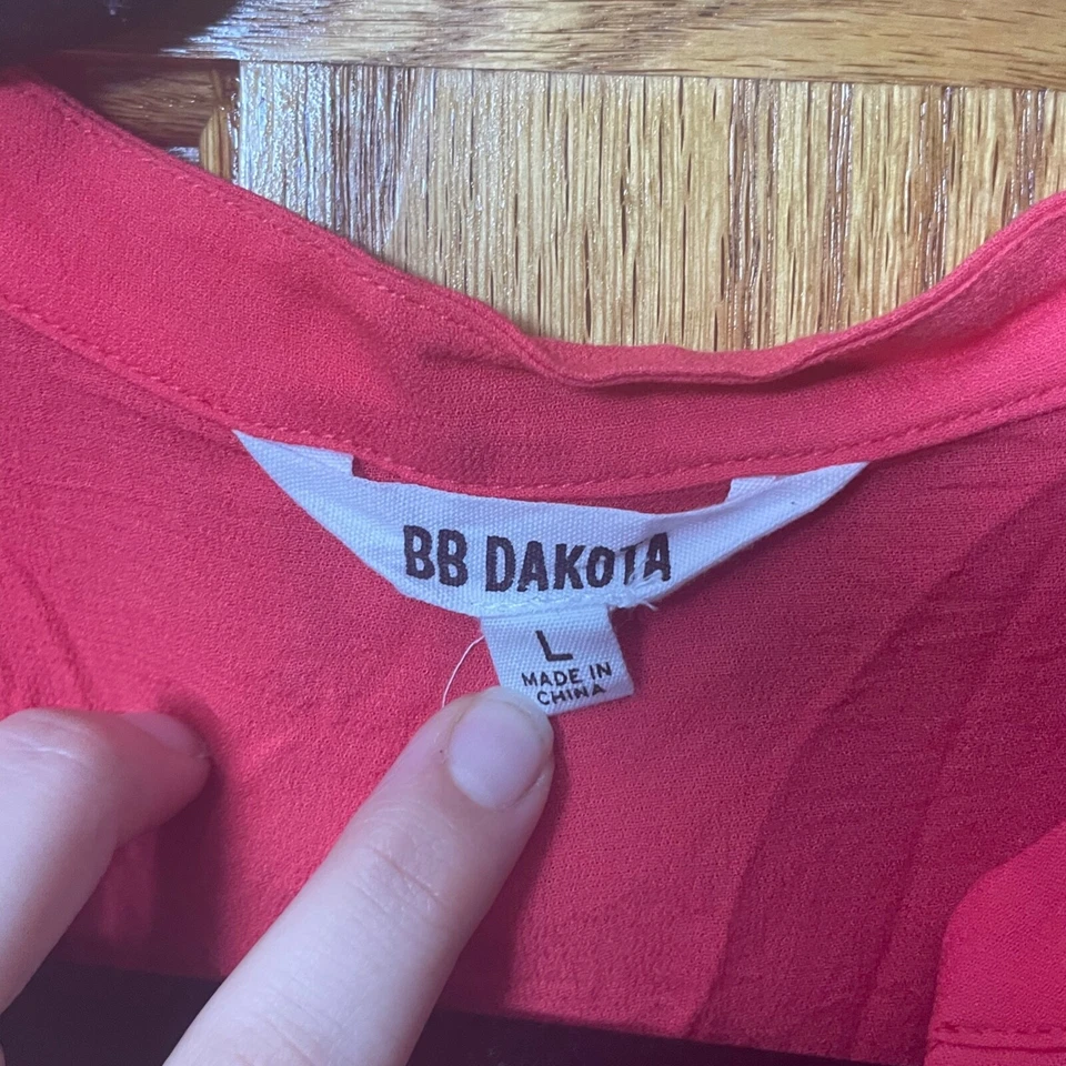 Vestido Camisa BB Dakota Para Mujer Alesha Talla Grande L Rosa Brillante Con Botones Corbata Cintura Foto 3 de 4