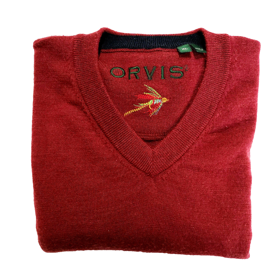 Orvis Men's XL Merino Wool V-neck Sweater, Embroidered Logo, Wine, EUC ...