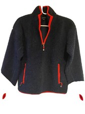 Brooks Brothers Womans Small Zip Up Fleece Sweatshirt Navy with Red