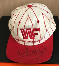 RARE Vintage 1994 WWF PINSTRIPE BASEBALL CAP Autographed BRET 