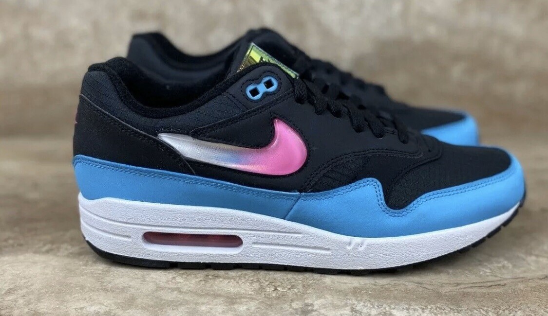 Nike Air Max 1 Jelly Swoosh Men's Shoes Sneakers Black Blue Fury Miami -  Martfoot By Surfavenuemall