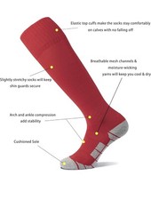 Soccer Socks 3 pairs 6 Total RED Team Sport Knee High Youth Kids Size: XS