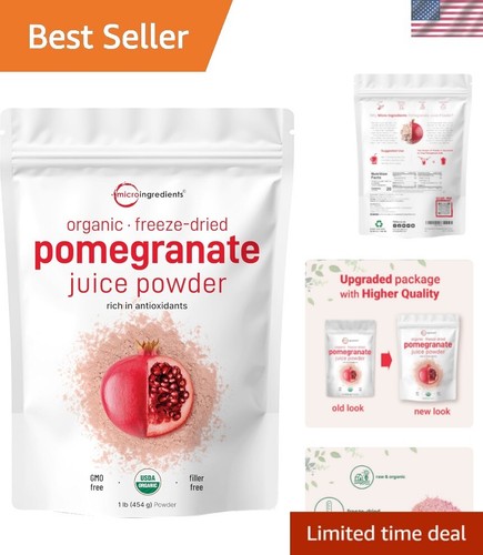 Organic Pomegranate Powder 1 lb - 91 Servings for Immune Support & Energy