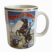 Vintage Heartland 1994 US Postal Stamp Home On The Range Mug Cup