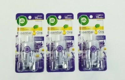 Air Wick (Lot of 3) Lavender & Chamomile Essential Scented Oils Refills .27 Oz