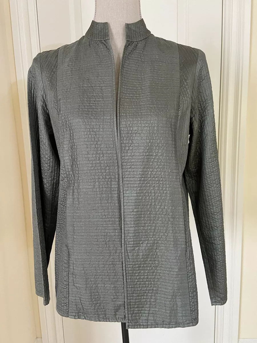 Eileen Fisher Quilted Silk Duster Top Evening Cocktail Opera Jacket Kimono PS