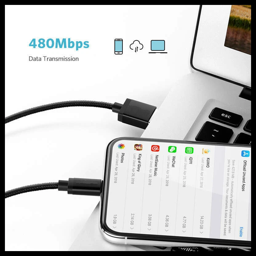 Braided USB Charger Phone Cable Data Cord For iPhone 14 13 12 11 Pro Max XR iPad
